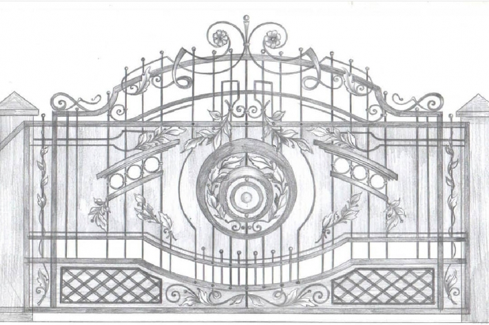 Эскиз кованых распашных ворот