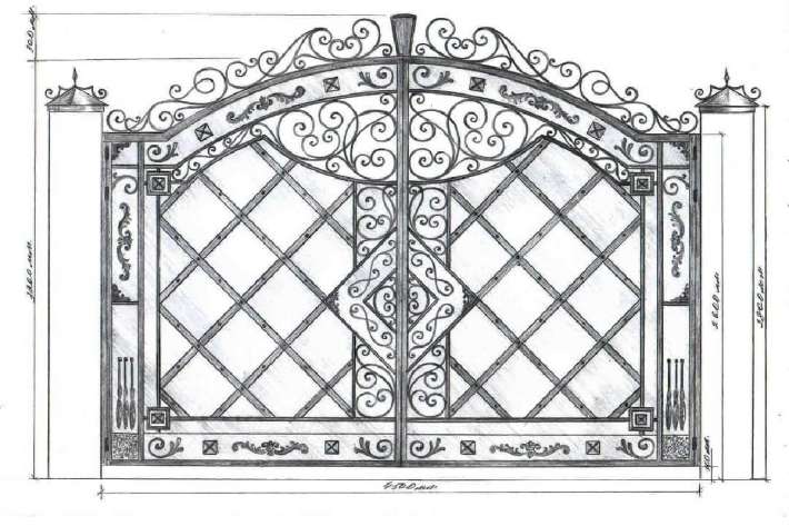 Проект красивых кованых распашных ворот